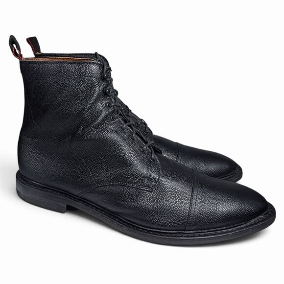 Allen Edmonds First Avenue Lace Up Boots Mens Sz 15 Black Pebbled Leather USA